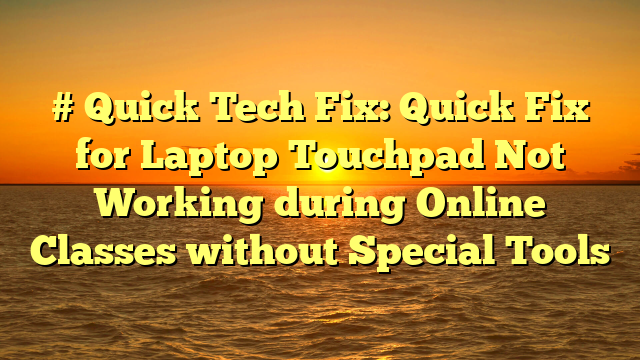 # Quick Tech Fix: Quick Fix for Laptop Touchpad Not Working during Online Classes without Special Tools